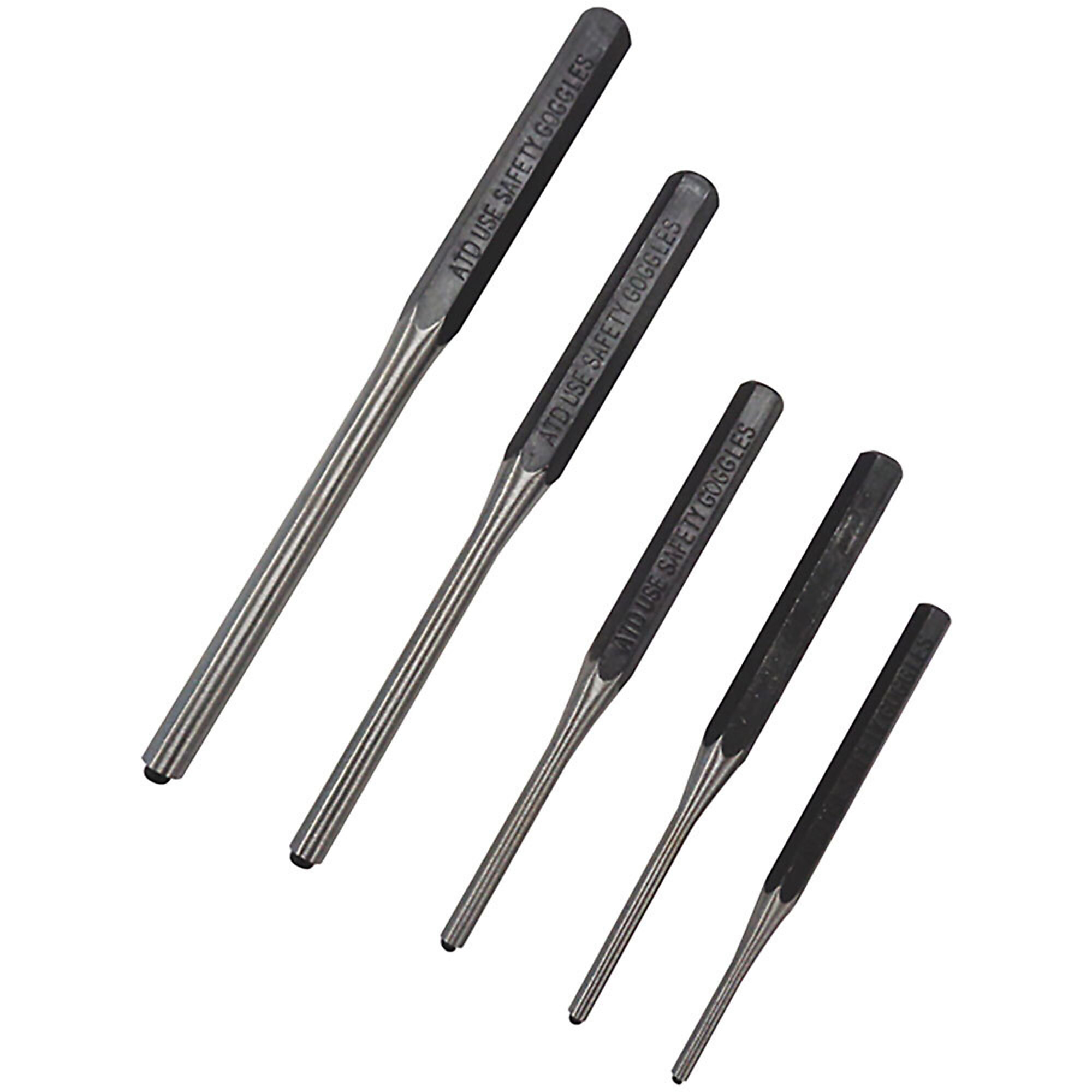 ATD Punch Roll Pin Set 5Pc 1/8,5/32,3/16,1/4&5/16", Model# 10714